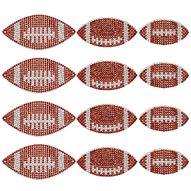 12Pcs 3 Styles Sports Theme Resin Rhinestone Iron on/Sew on Cloth Patches, Rugby
