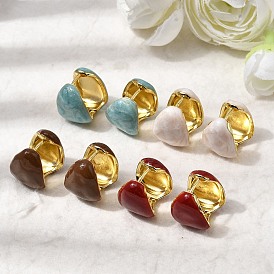 Треугольные серьги-кольца из латуни с эмалью, долговечный, без кадмия и без свинца, золотые