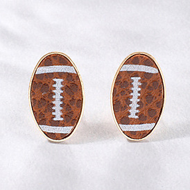 Sporty PU Leather Football Earrings - Trendy and Minimalist Ear Studs