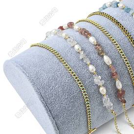 Expositores de pulseras de joyería semicirculares de madera recubierta de terciopelo., rampa de exhibición de pulsera de media luna