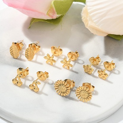 304 серьги-гвоздики из нержавеющей стали для женщин, золотые