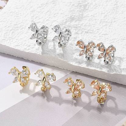 Латунные серьги обруча, с эмалью, без свинца и без кадмия, долговечный, стойки покрытие, бабочка