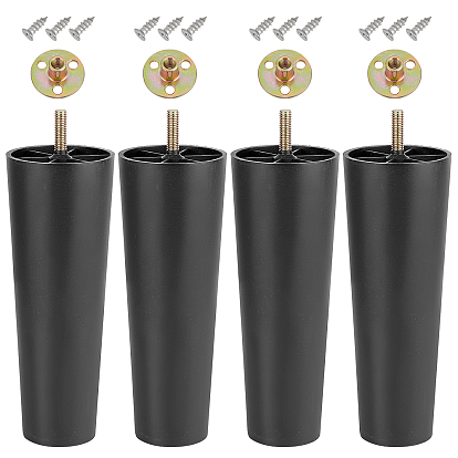 DIY Tapered Floor Protector Furniture Legs Making Kit, Including Plastic Furniture Legs, Aluminum Screw, 201 Stainless Steel Screws & Low Carbon Steel Nuts with 3 Holes