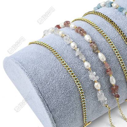 Expositores de pulseras de joyería semicirculares de madera recubierta de terciopelo., rampa de exhibición de pulsera de media luna