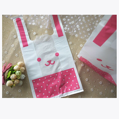 Kawaii Bunny Plastic Candy Bags, Rabbit Ear Bags, Gift Bags, Two-Side Printed