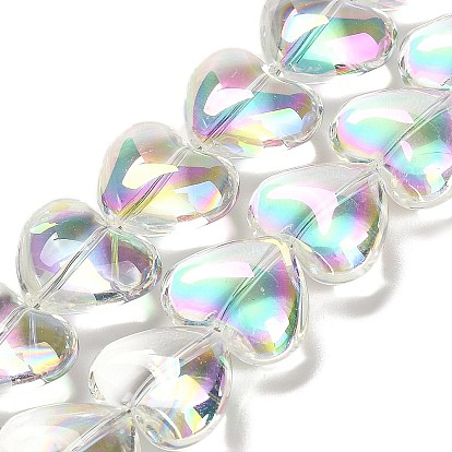Electroplate Glass Beads Strands, Heart