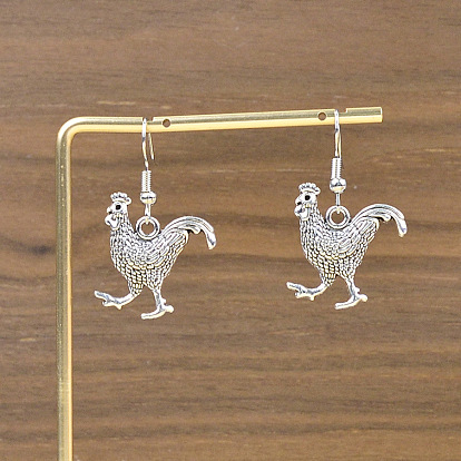 Zinc Alloy Rooster Dangle Earrings for Women