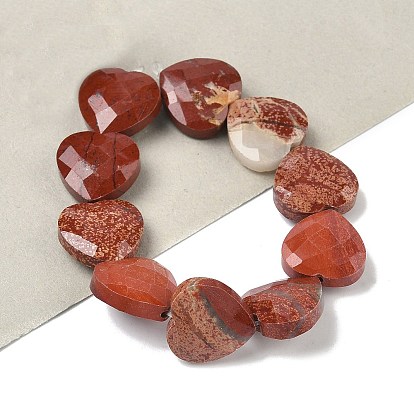 Натуральные красные яшмы бусы пряди, граненые, сердце