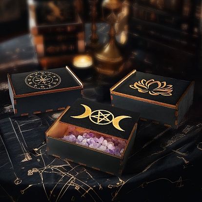 Caja de madera, para collares, Anillos, pendientes y colgantes, Rectángulo