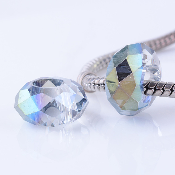 Половина покрытием стекло европейские шарики, бусины с большим отверстием, граненые, шайба