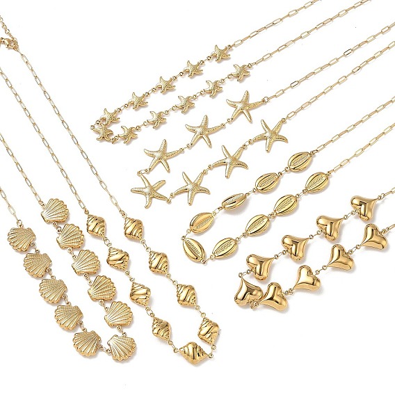 Океан 304 ожерелья из нержавеющей стали для женщин, ионное покрытие (ip), без кадмия, без никеля и без свинца, реальный 18 k позолоченный