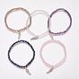 Glass Beads Stretch Bracelets, with Tibetan Style Pendants, Wing