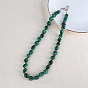 Натуральные бирюзовые самородки бисерные ожерелья, с концевыми цепями из сплава
