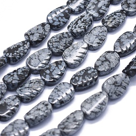 Naturschneeflocke Obsidian Perlen Stränge, Blatt