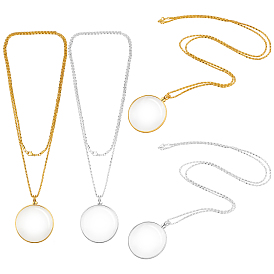 4 piezas 2 colores collares colgantes de lupa redondos y planos para mujeres