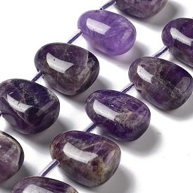 Natural Amethyst Beads Strands, Teardrop, Top Drilled