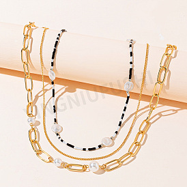 Luxury Minimalist Pearl Necklace for Women, Metal Lock Collarbone Chain Jewelry