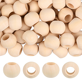 Натуральные незаконченные деревянные бусины, бусины макраме, круглые деревянные бусины с большими отверстиями для изготовления поделок