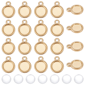 DIY Pendant Kits, including 304 Stainless Steel Pendant Cabochon Settings, Glass Cabochons, Flat Round
