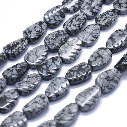 Naturschneeflocke Obsidian Perlen Stränge, Blatt