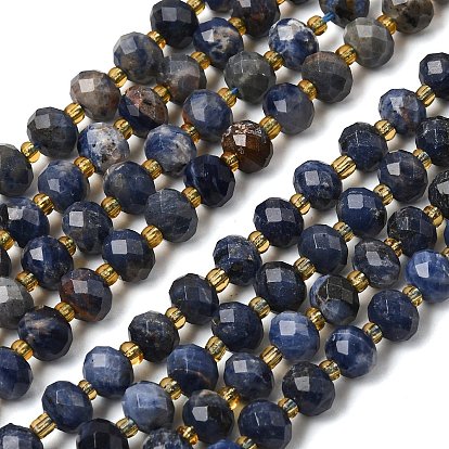 Природный содалит бисер нитей, граненый бисер, с бисером