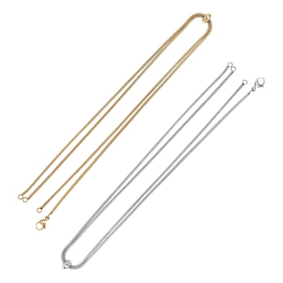 Adjustable 304 Stainless Steel Slider Necklaces, with Snake Chains and Slider Beads