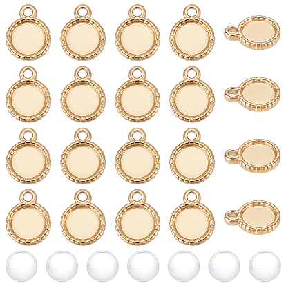 DIY Pendant Kits, including 304 Stainless Steel Pendant Cabochon Settings, Glass Cabochons, Flat Round