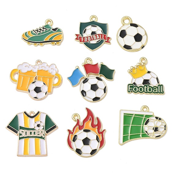 Alloy Enamel Pendants, Football Charms