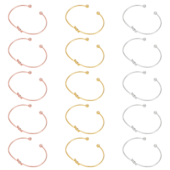 15шт 3 цвета сплав полые сердца открытые манжеты браслеты набор для женщин