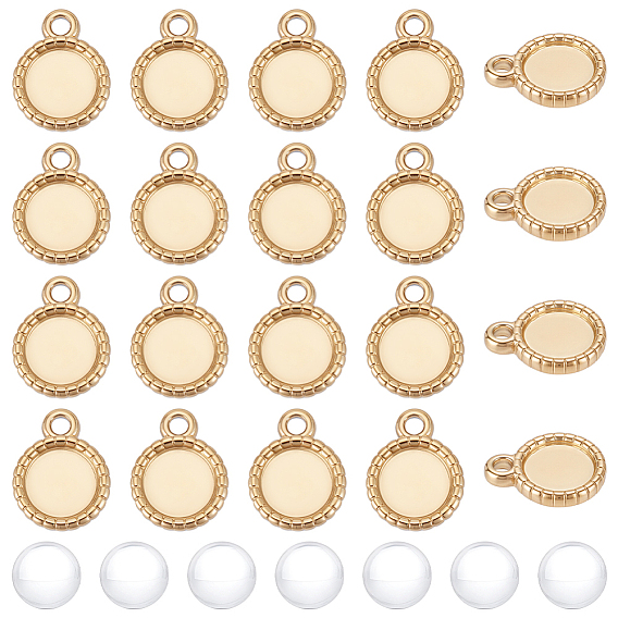 DIY Pendant Kits, including 304 Stainless Steel Pendant Cabochon Settings, Glass Cabochons, Flat Round
