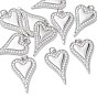 SHEGRACE Valentine's Day Brass Clear Cubic Zirconia Pendants, Heart Charms, Cadmium Free & Lead Free & Nickel Free