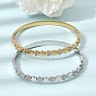 304 Stainless Steel Crystal Rhinestone Flower Hinged Cuff Bangles for Women