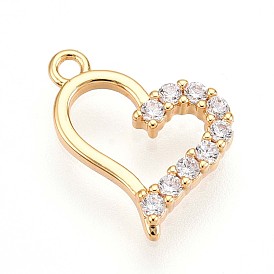 Латунные микро проложить кубического циркония прелести, сердце