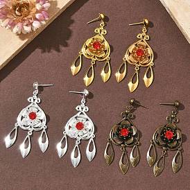 Серьги-люстры из гальванизированной латуни, цветок