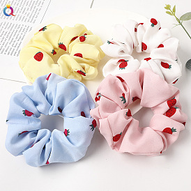 Cute Strawberry Ponytail Holder - European and American Style, Fabric Hair Tie.