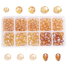 SUNNYCLUE Electroplate Glass Beads, AB Color Plated, Faceted, Mixed Shapes