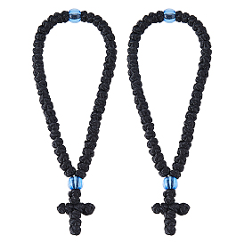 2шт. браслеты из вощеного шнура с подвесками, молитвенные браслеты для женщин и мужчин, крестик, с пластиковой бисера