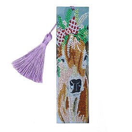 Cow Pattern DIY Diamond Painting Bookmark with Tassel Pendants Kits