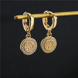 Bohemian Geometric Earrings with Micro Inlaid Zirconia and 18K Gold Plating for Women