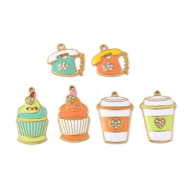 304 нержавеющей стальной эмали подвески, золотые, со стразами