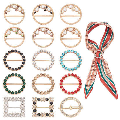 15шт 15 стиль пряжки из сплава, с пряжками из искусственного жемчуга и стразами, разнообразные