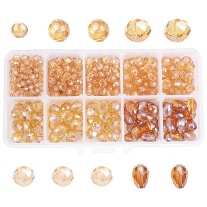 Electroplate Glass Beads, AB Color Plated, Faceted, Mixed Shapes