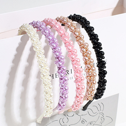 Solid Color Plastic Imitation Pearl Hair Band, Hair Accessories for Women Girl