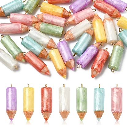 28 шт 7 цвета подвески из непрозрачной смолы, пастель, с золотой железной петлей