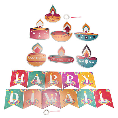 Баннеры с бумажными флагами на тему Дивали, для украшения вечеринки