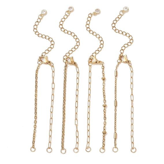 4 шт. 4 стили 304 изготовление браслетов из смешанных цепочек из нержавеющей стали