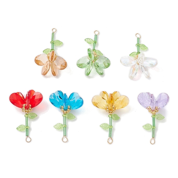 Подвески-цветы из стеклянных бусин ручной работы, с 304 петлей из нержавеющей стали, граненые