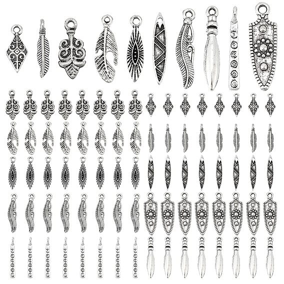 140 pcs 10 styles pendentifs en alliage de style tibétain, Siver antique