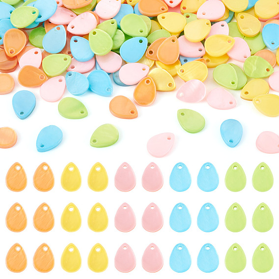 150 шт. 5 цвета, окрашенные распылением, подвески-слезинки из натуральных пресноводных ракушек