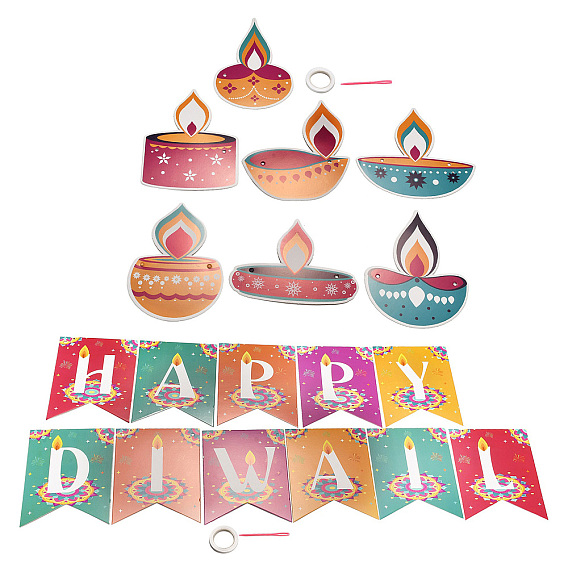 Баннеры с бумажными флагами на тему Дивали, для украшения вечеринки